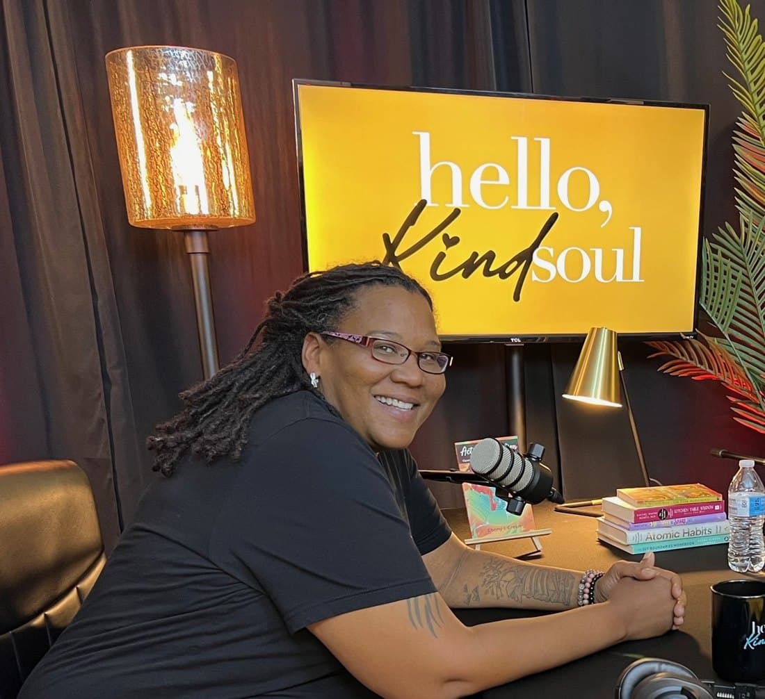 Dr. Ebony Green in the Hello Kind Soul podcast studio